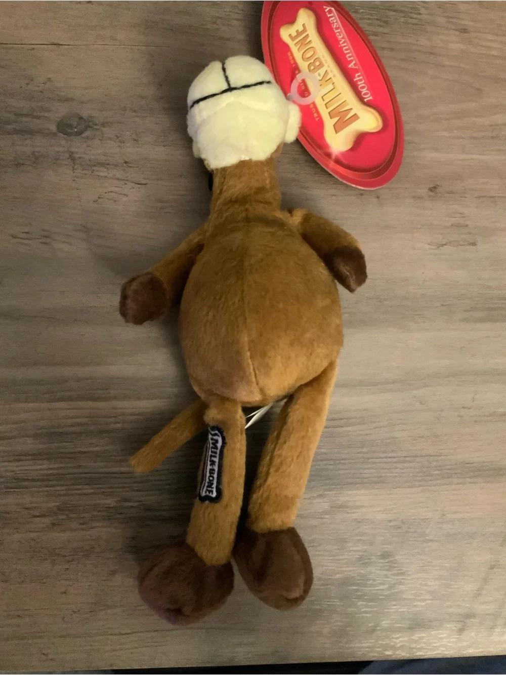 Milk-Bone 100th Anniversary Plush Tag - Tan & White